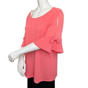 Woman’s Ivanka Trump Peach / Orange Top with Ruffled  Sleeves and Bows